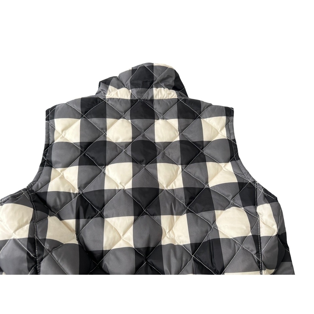 Talbots Petites Buffalo Plaid Quilted Puffer Vest Black White Grey Womens P - Picture 10 of 12